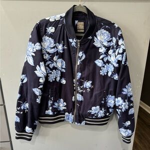 GAP Navy Floral Bomber Jacket - Sz XL